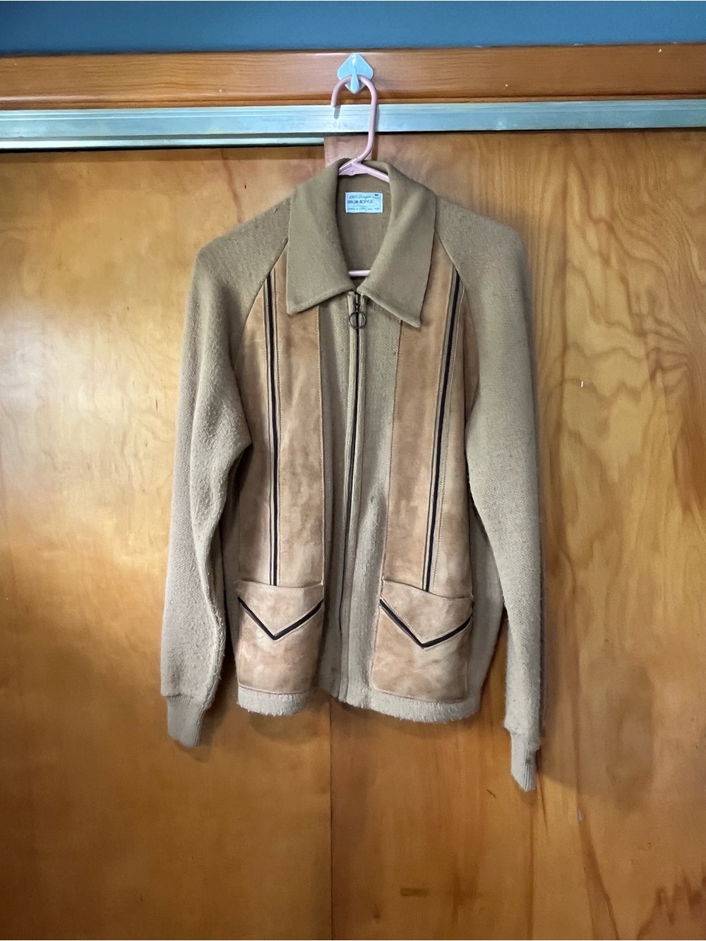 Rare! Vintage 70s Suede & Knit “O-Ring” Zip Sweater Jacket